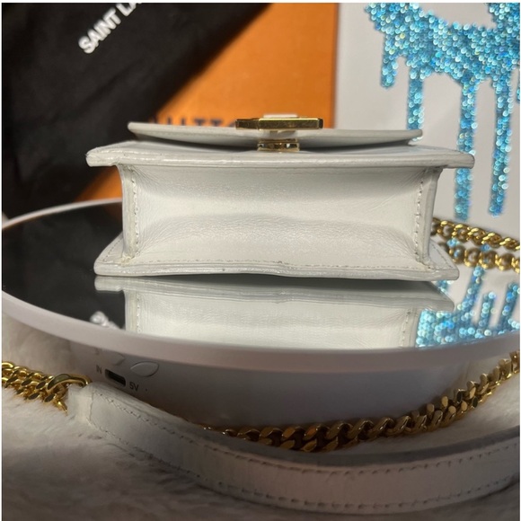 Yves Saint Laurent YSL White Calfskin Monogram Mini Candy Crossbody - Picture 7 of 14